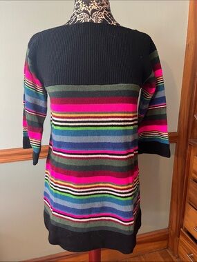 Free People Striped Multicolor Knit Tunic - Black, Pink, Blue, Green